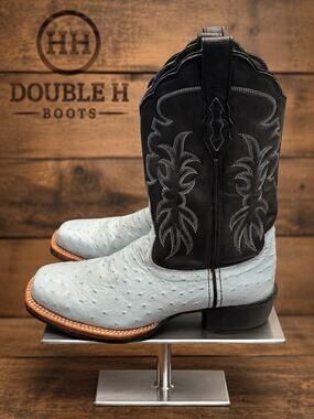 Double H DH3312 Women’s 8.5M Navy Icy Blue Western Cowboy Boots